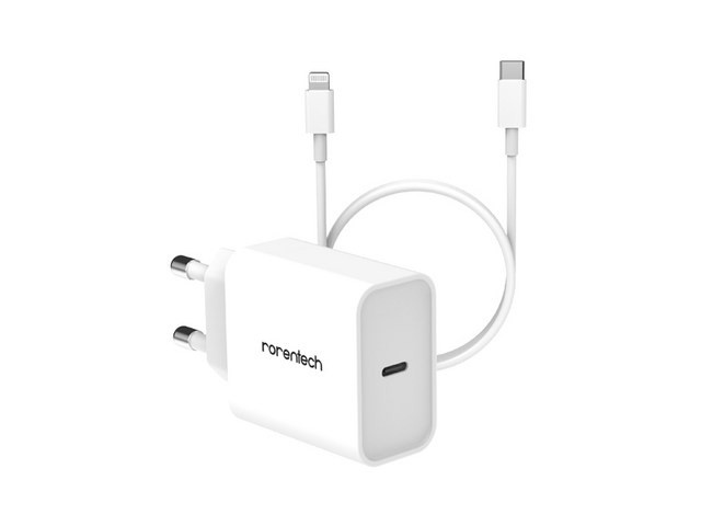 [아이폰 전원 공급 장치] 현명한 선택 로랜텍 아이폰 20W 고속충전기 + C to 8핀 고속케이블 1m 세트