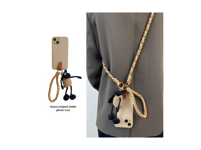 [아이폰 14 pro 스트랩 목걸이 케이스] 놓치지 마세요 양캐릭터 아이폰 2in1 크로스 목걸이 스트랩(케이스 일체형)